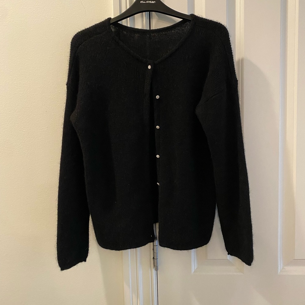 Sézane Gaspard Reversible Wool Sweater Cardigan - Size Small, Black
